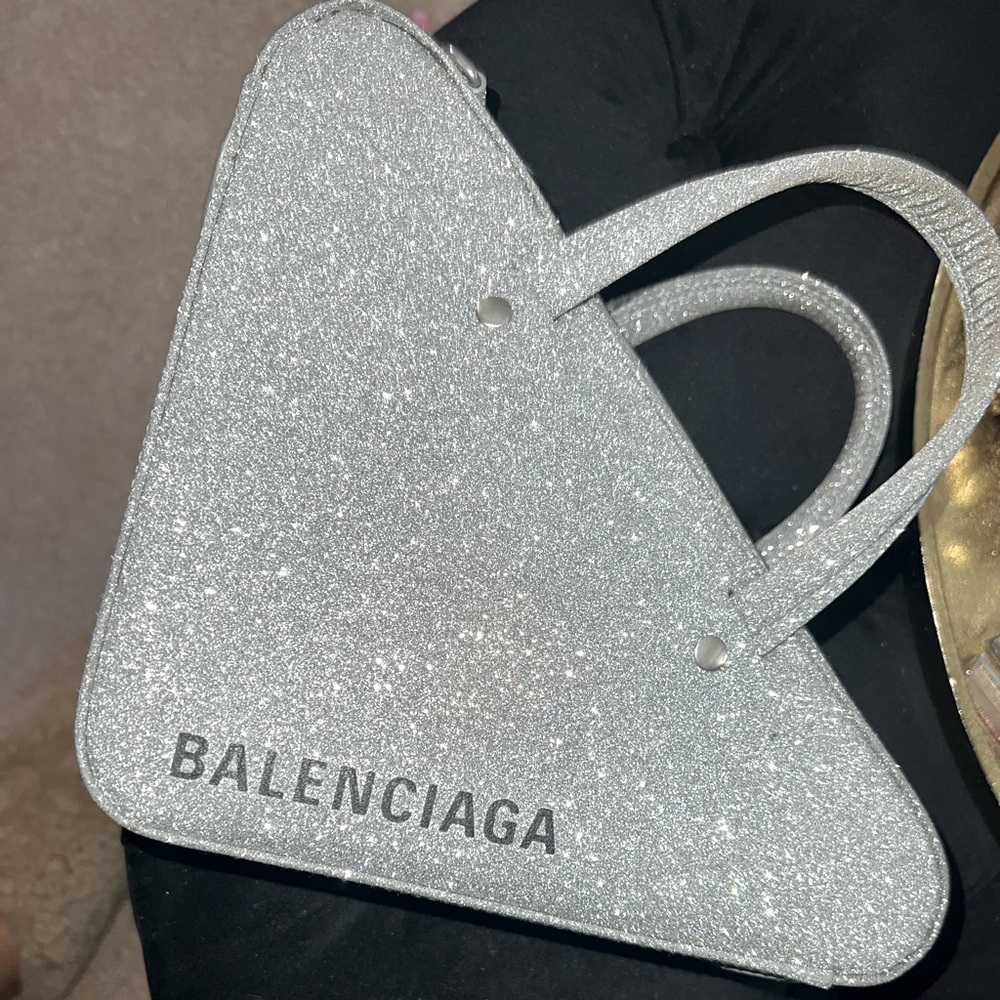 balenciaga triangle glitter bag